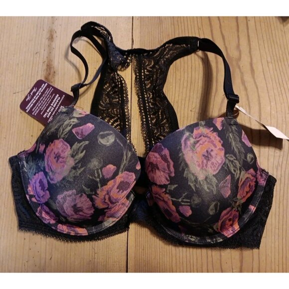Paramour Other - Paramour Carolina Bra 36C Floral Rose Seamless Plunge Contour Lace T-Back NWT